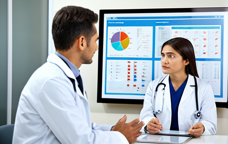 A professional male doctor, fully clothed in a clean lab coat, attentively listening to a female patient, who is fully clothed in modest business casual attire. They are seated in a bright, modern clinic consultation room with medical charts on the desk and a digital tablet visible. The setting is appropriate for a serious health discussion. safe for work, appropriate content, professional, family-friendly, perfect anatomy, correct proportions, natural pose, well-formed hands, proper finger count, natural body proportions, high-quality, realistic professional photography.