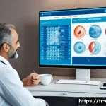 Home 19 남성 불임 진단을 위한 정자 검사 - A modern Turkish medical clinic setting showing a middle-aged Turkish man consulting with a urologis...