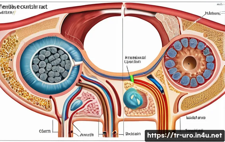 여성 요로감염 원인과 치료법 - A detailed medical illustration showing the female urinary tract anatomy with emphasis on the short ...